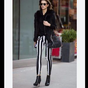 Women's Bebe Skinny Stripe Jeans Gray/White Pre-Owned